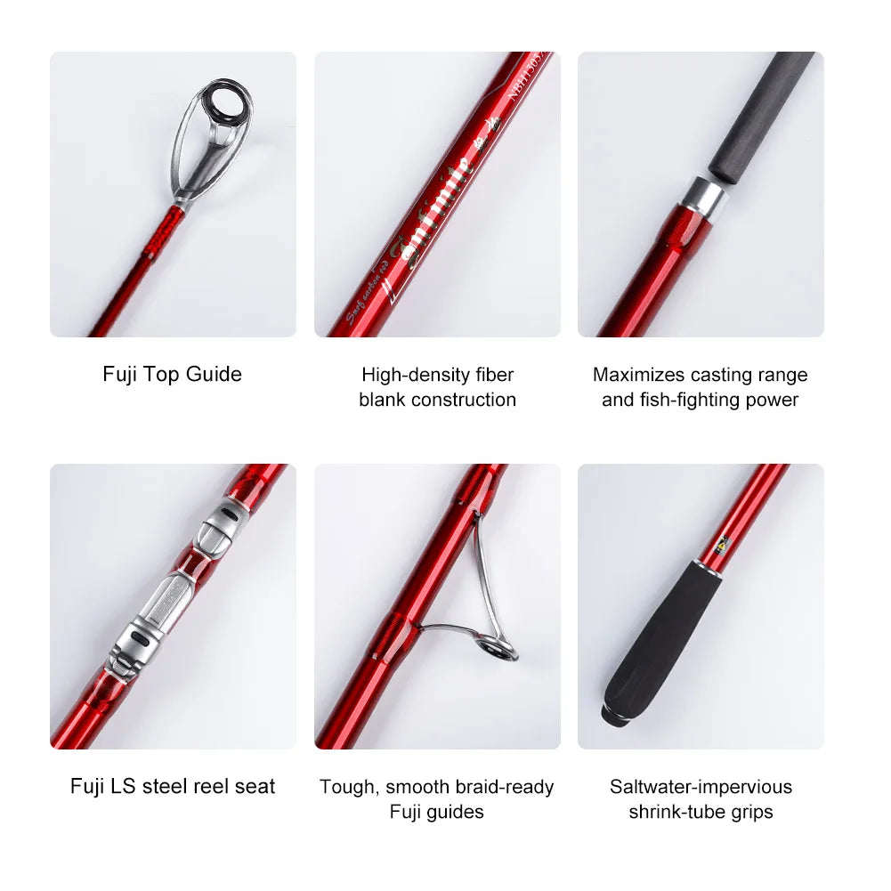 NOEBY Infinite Surf 397BX/428BX Surf Casting Rod, 3-Piece Carbon, 100–260g