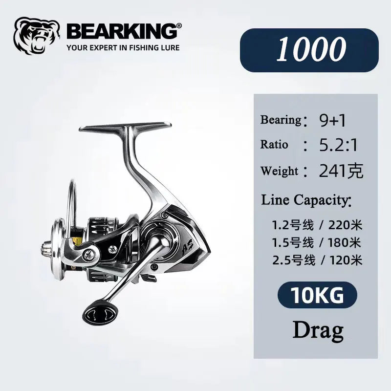 atsuim Spinning Fishing Reel, 1000–6000 Series, 5.2:1