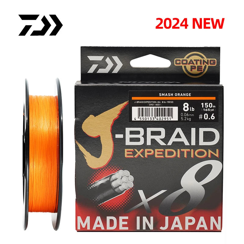 DAIWA J-BRAID Expedition X8 Braided PE Fishing Line, 150m/300m