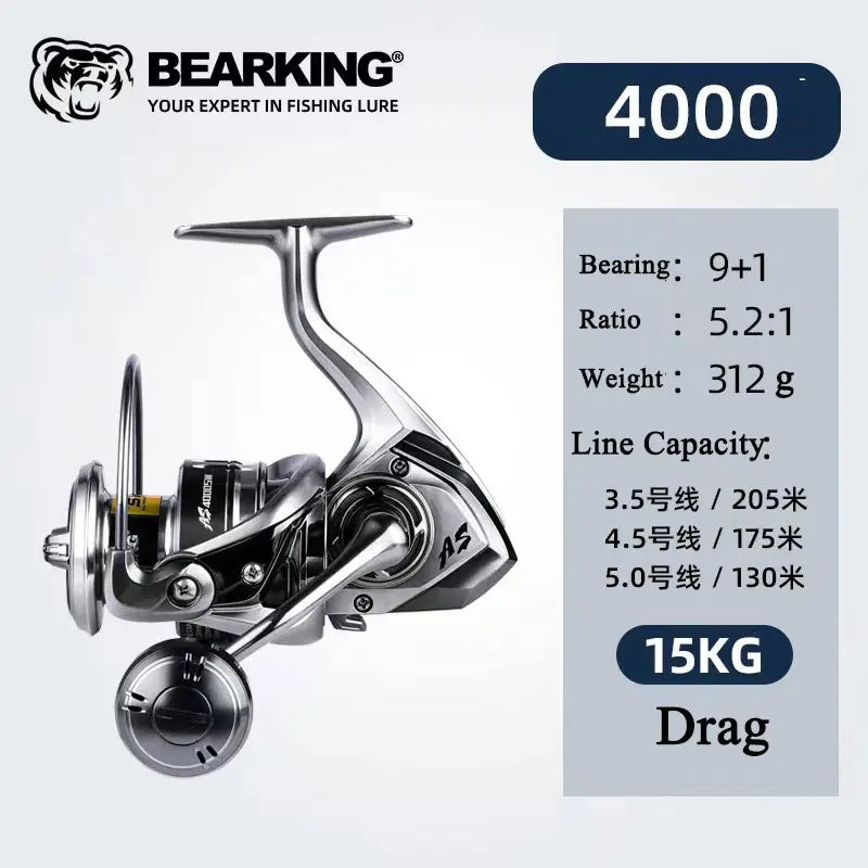 atsuim Spinning Fishing Reel, 1000–6000 Series, 5.2:1