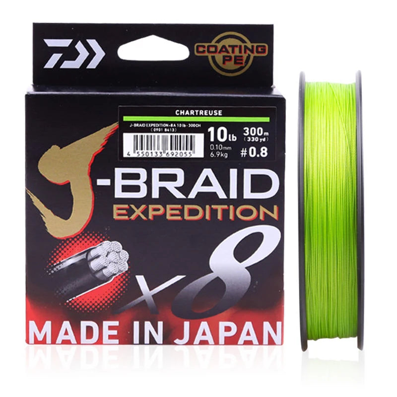 DAIWA J-BRAID Expedition X8 Braided PE Fishing Line, 150m/300m