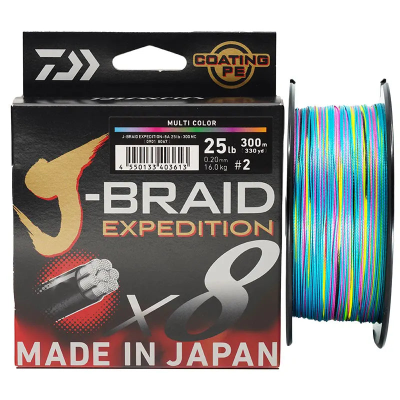 DAIWA J-BRAID Expedition X8 Braided PE Fishing Line, 150m/300m