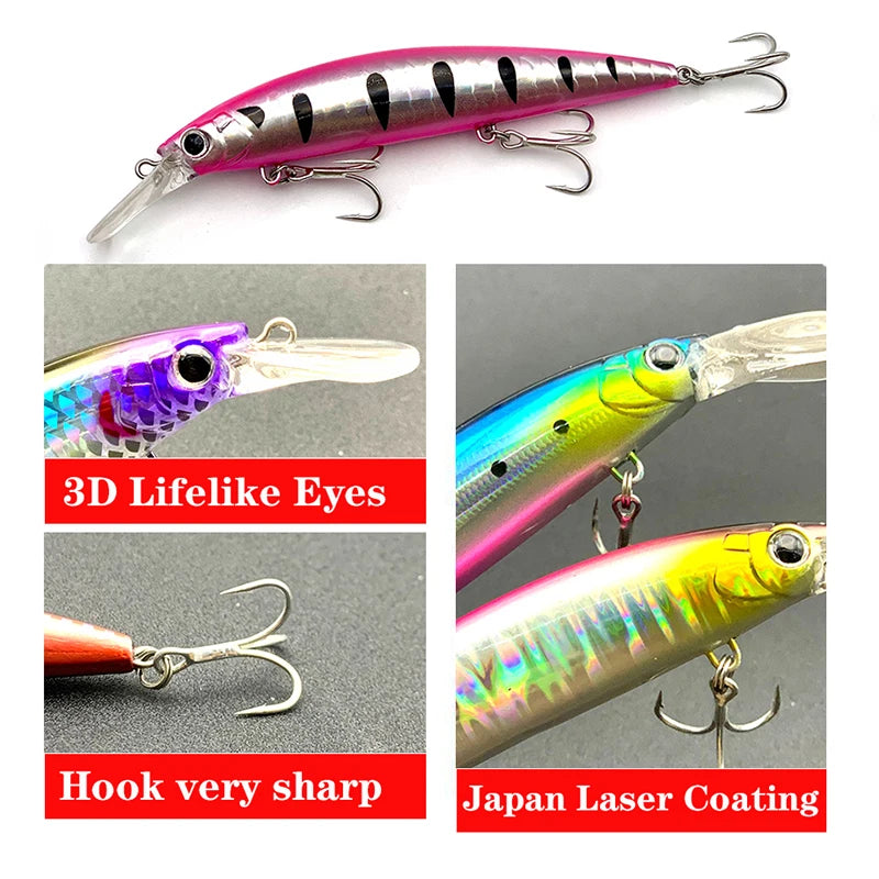 Testar 110mm 36g Heavy Sinking Minnow Bait UV Long Casting Sinking Jerkbait 110S Artificial Japan Laser Bait Pesca Fishing Lures