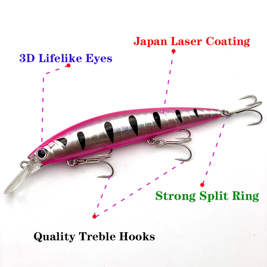 Testar 110mm 36g Heavy Sinking Minnow Bait UV Long Casting Sinking Jerkbait 110S Artificial Japan Laser Bait Pesca Fishing Lures