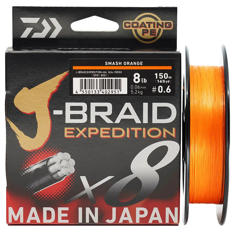 DAIWA J-BRAID Expedition X8 Braided PE Fishing Line, 150m/300m