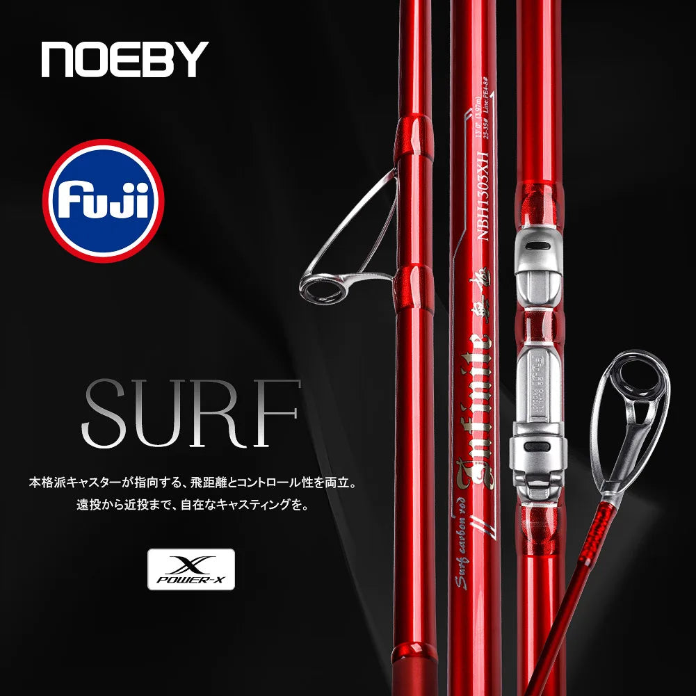 NOEBY Infinite Surf 397BX/428BX Surf Casting Rod, 3-Piece Carbon, 100–260g