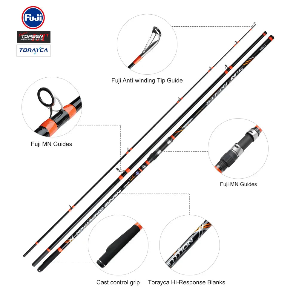 NOEBY Surf Master 4253BX Surf Casting Rod 4.25m, 3-Piece Carbon, 100–250g