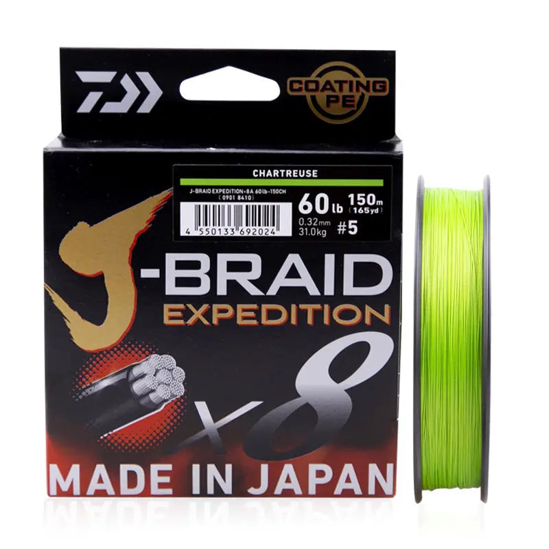 DAIWA J-BRAID Expedition X8 Braided PE Fishing Line, 150m/300m