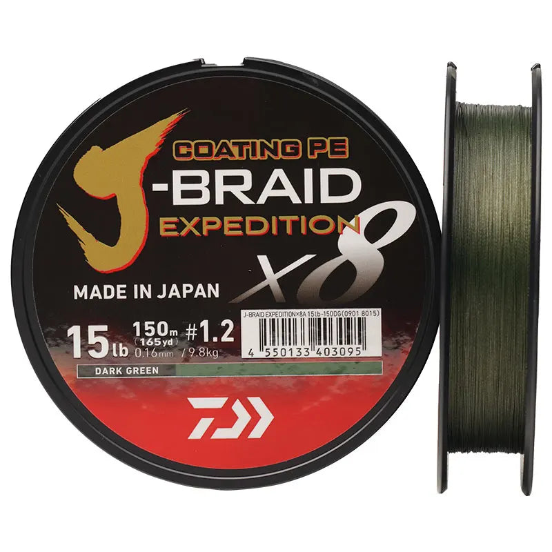 DAIWA J-BRAID Expedition X8 Braided PE Fishing Line, 150m/300m