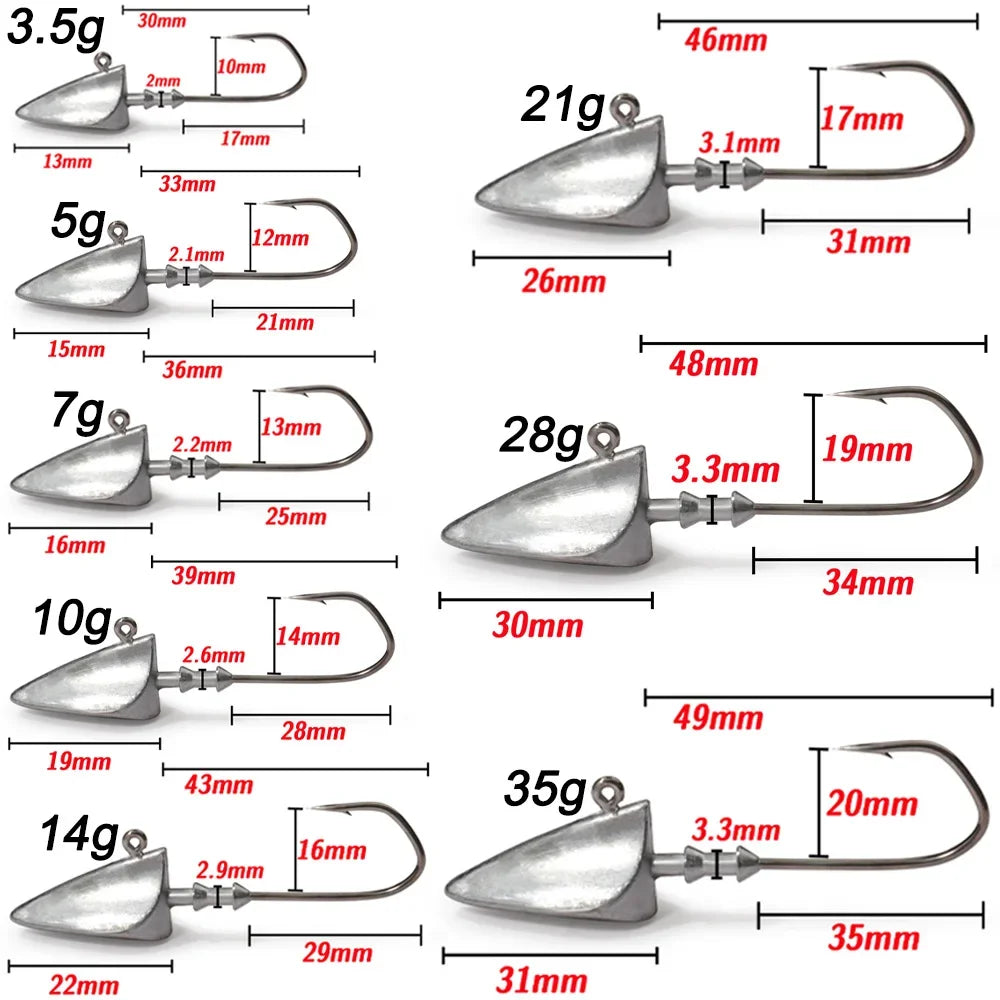 MARIS Jig Series – Crank Jig Head Hook 5pcs (3.5g–35g)