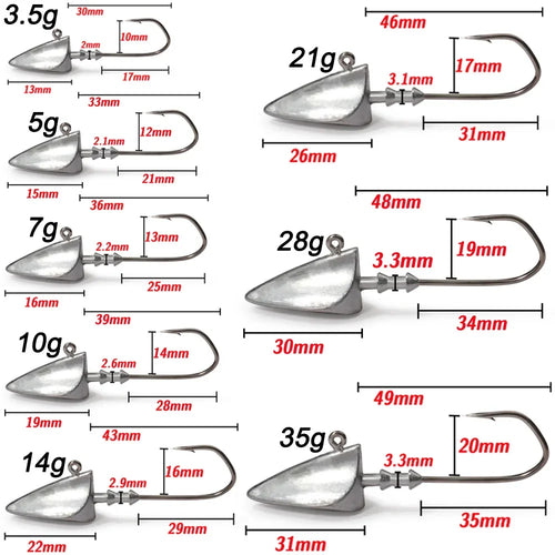 MARIS Jig Series – Crank Jig Head Hook 5pcs (3.5g–35g)