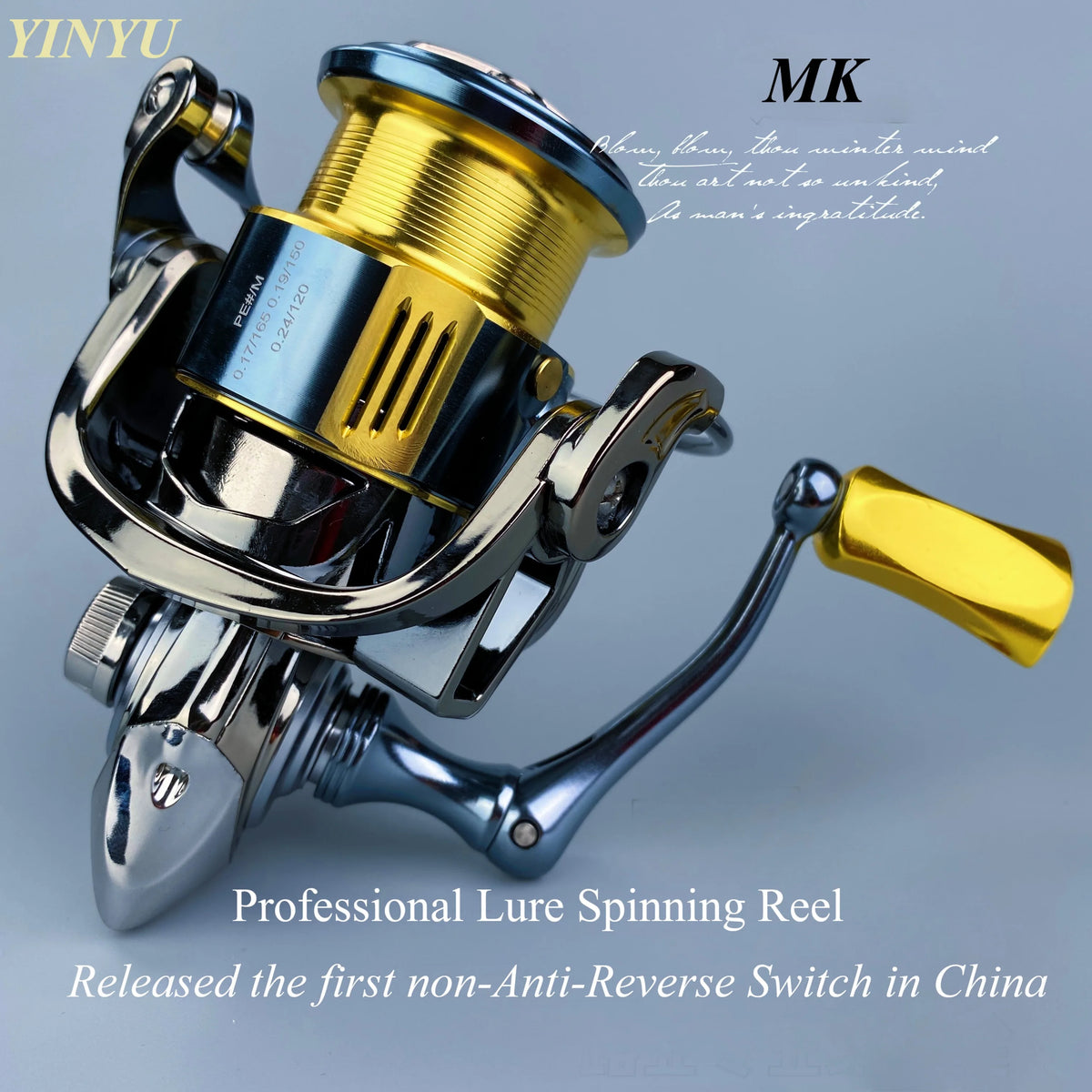 YINYU MKII Spinning Fishing Reel, 1000–4000 Series, 5.2:1