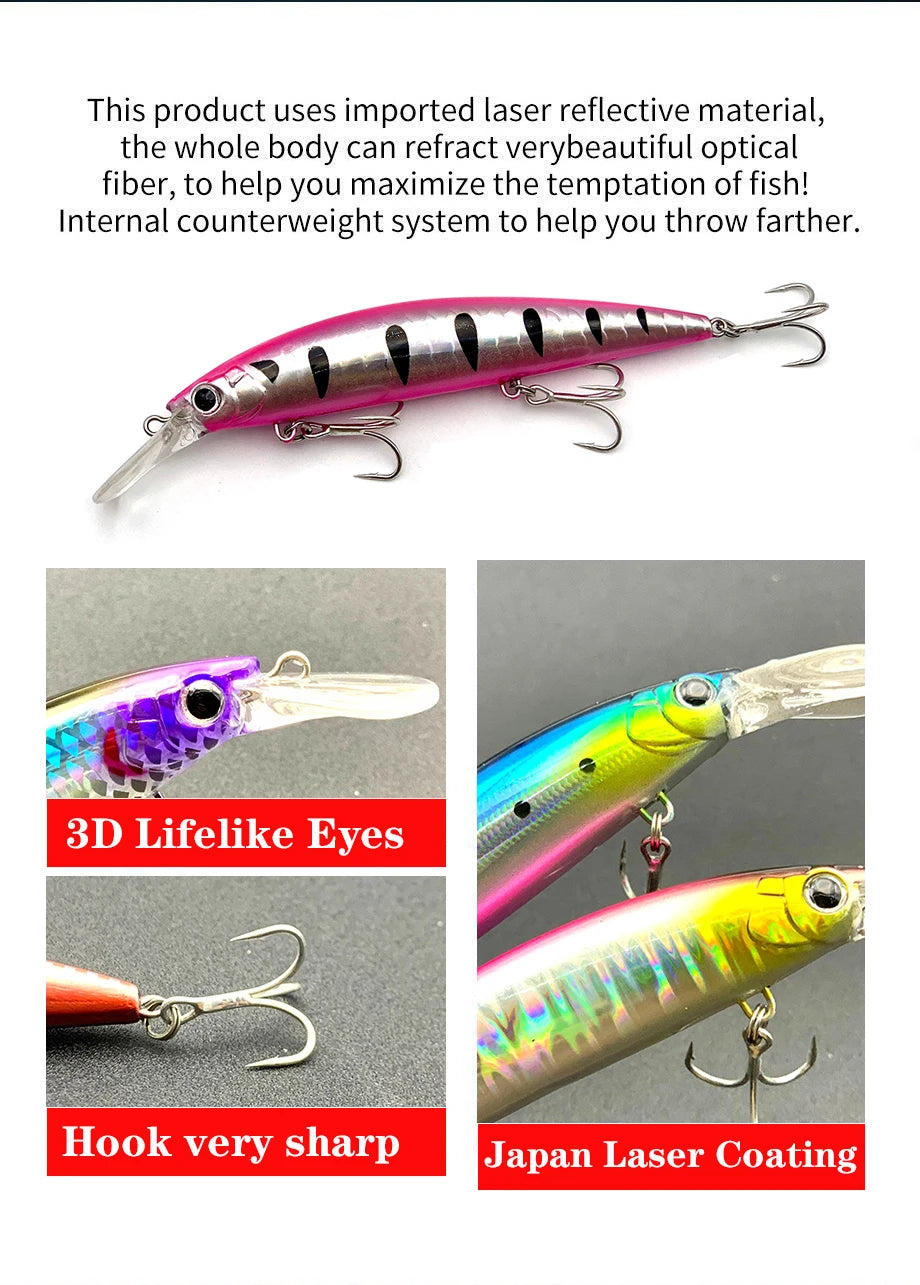 Testar 110mm 36g Heavy Sinking Minnow Bait UV Long Casting Sinking Jerkbait 110S Artificial Japan Laser Bait Pesca Fishing Lures